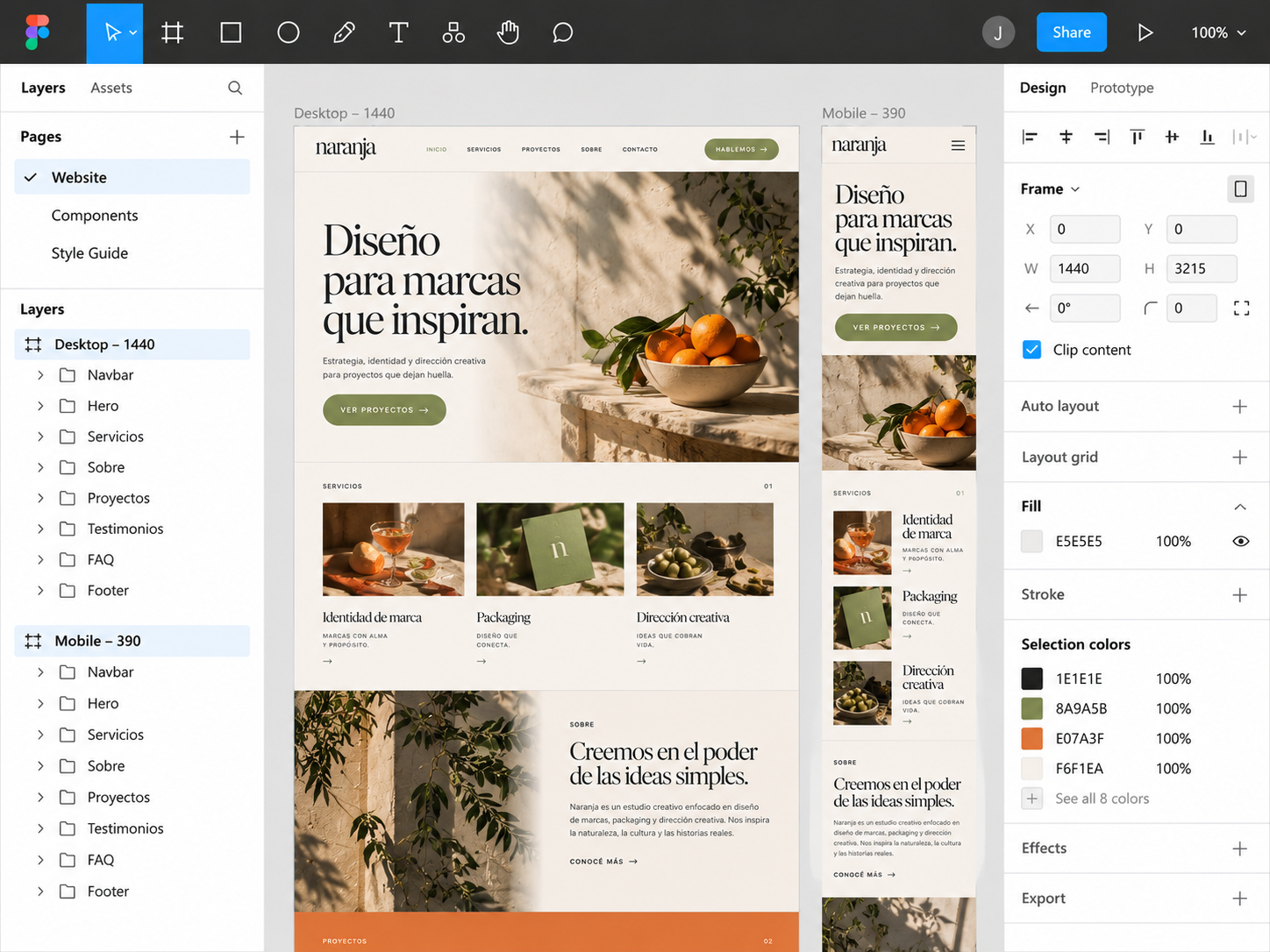 Diseño web desktop y mobile en Figma